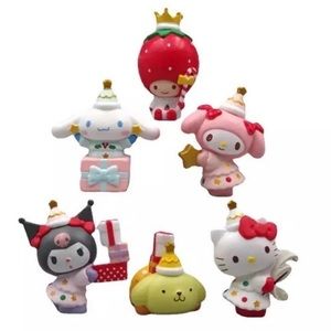 Sanrio Characters ~ 6 Figures Set Birthday Cake Christmas Holiday Display ~ New
